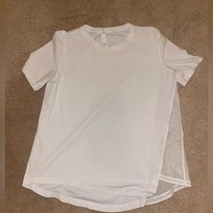 Lululemon white asymmetrical shirt with mesh